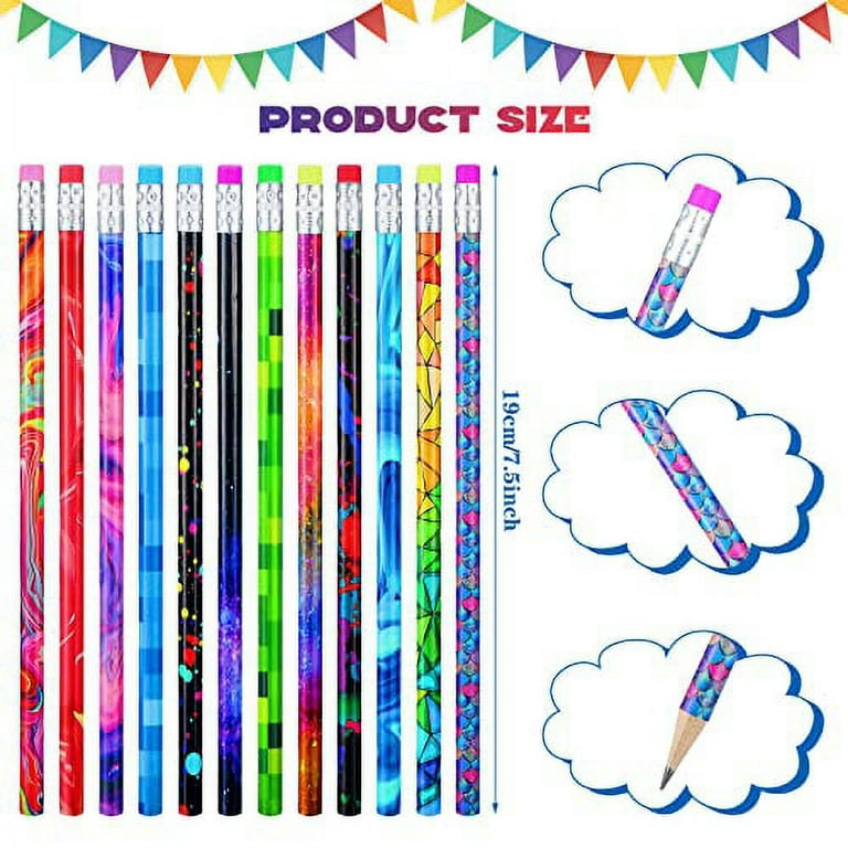 Wooden Pencil with Eraser Assortment Colorful Pencils for Kids Writing Fun Assorted Pencils Novelty Kids Pencils Fun School Supplies for Classroom