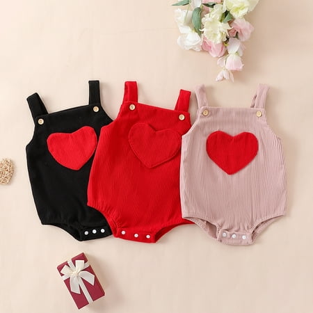 

DDWD baby girl corduroy Valentine‘s Day sling triangle romper
