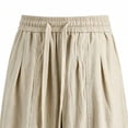 thumbnail image 4 of Aezemi Men Loose Cotton Linen Pants Baggy Wide Leg Ruched Harem Pants Elastic Waist Drawstring Palazzo Summer Beach Vacation Trousers with Pockets 4XL, 4 of 6