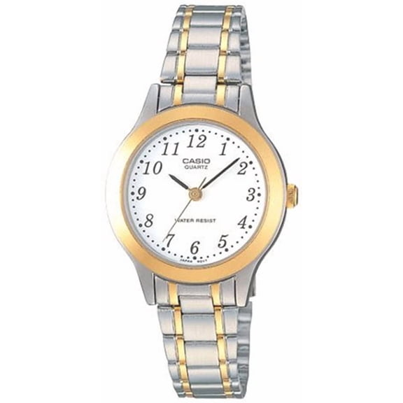 Casio Women's Two Tone Silver Gold Stainless Steel Classic Watch Quartz Mineral Crystal LTP-1128G-7B