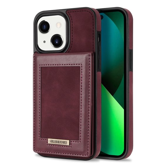 Back Wallet Case for iPhone 14 Plus, RFID Blocking Card Slots Holder Premium PU Leather Protective Cover with Kickstand Magnetic Closure Shockproof Anti-Fingerprint Dustproof Case,Winered