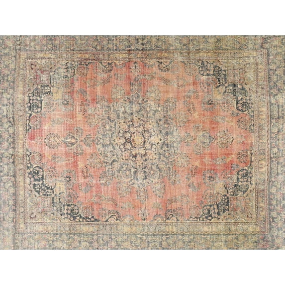 Ahgly Company Indoor Rectangle Traditional Orange Salmon Pink Persian Area Rugs, 9' x 12'