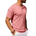 thumbnail image 5 of YODETEY Men’s Ribbed Knit Short Sleeve Henley T-Shirt,Big and Tall Pink,Size S-3XL, 5 of 8