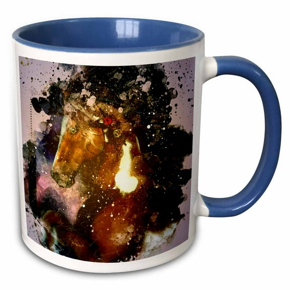 3drose, Wonderful Horse in Watercolor, 15oz Two-tone Blue Mug