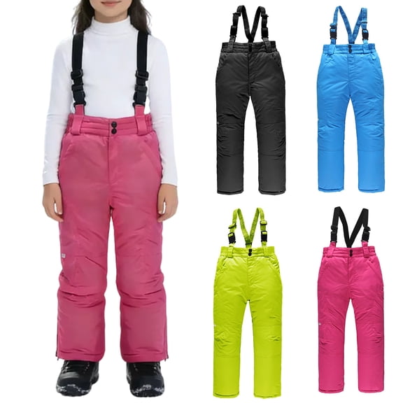 dgysar Girls Boys Girls Unisex Insulated Snow Ski Pants Winter Water-Resistant Windproof Outdoor Black 140