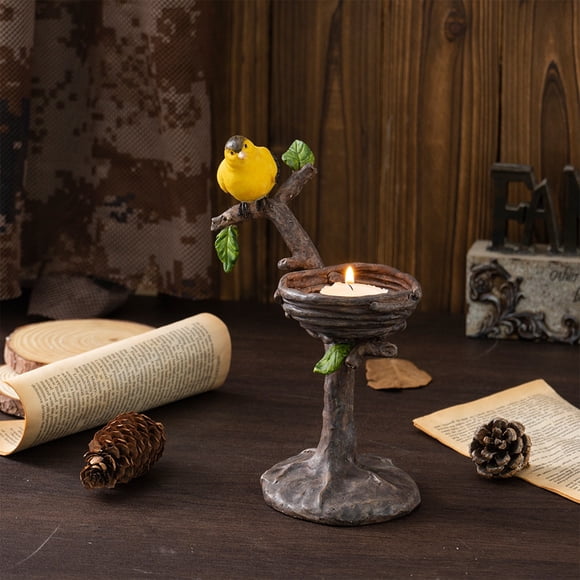 NWOKYZGH Resin Tealight Candle Holder, Lovely & Beautiful Birds Nest Design, Unique Tabletop Shelf Home Decor Pieces, Small Birds Statue Candle Holders Coffee Table Centerpieces Decor