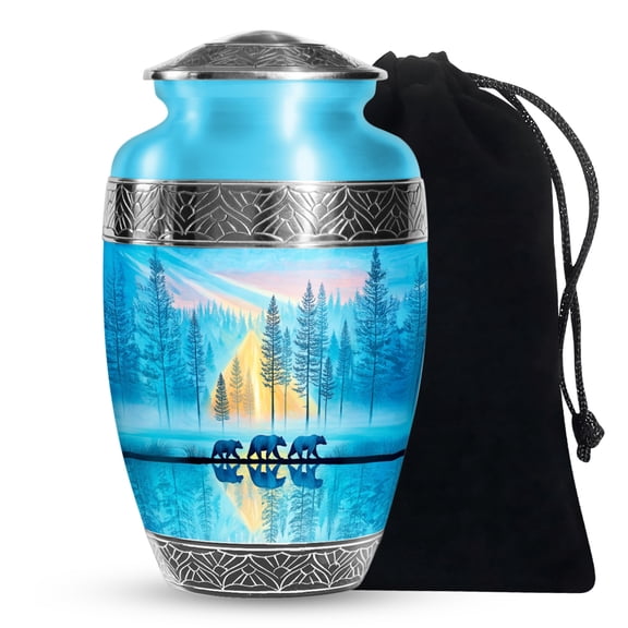 YATSKIA Family Bear Large Memorial Urns for Human Ashes Adult Men and Women, Decorative Cremation Urn for Ashes Adult, (200 Cubic, Large 10 Inch)