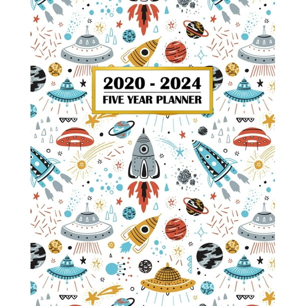20202024 Five Year Planner Retro Rocket UFO Vintage Space STEM
