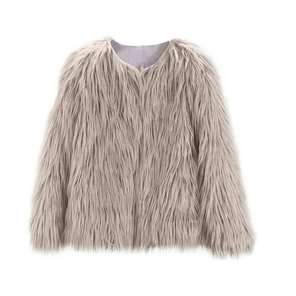 Mercatoo Girls 𝐅aux 𝗙𝘂𝗿 Coat Long Sleeve Furry Cardigan Thick Warm Shaggy Jacket Winter Snowday Coat Kids 𝗙𝘂𝗿 Cardigan Outerwear