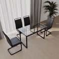 thumbnail image 3 of Miekor 51 inch Glass Dining Table Set for 4, Dining Table & Chair Sets with Black Metal Legs for Kitchen, Modern Rectangle Tempered Glass Table Top and PU Dining armless Chair for Dining Room BS0186, 3 of 6