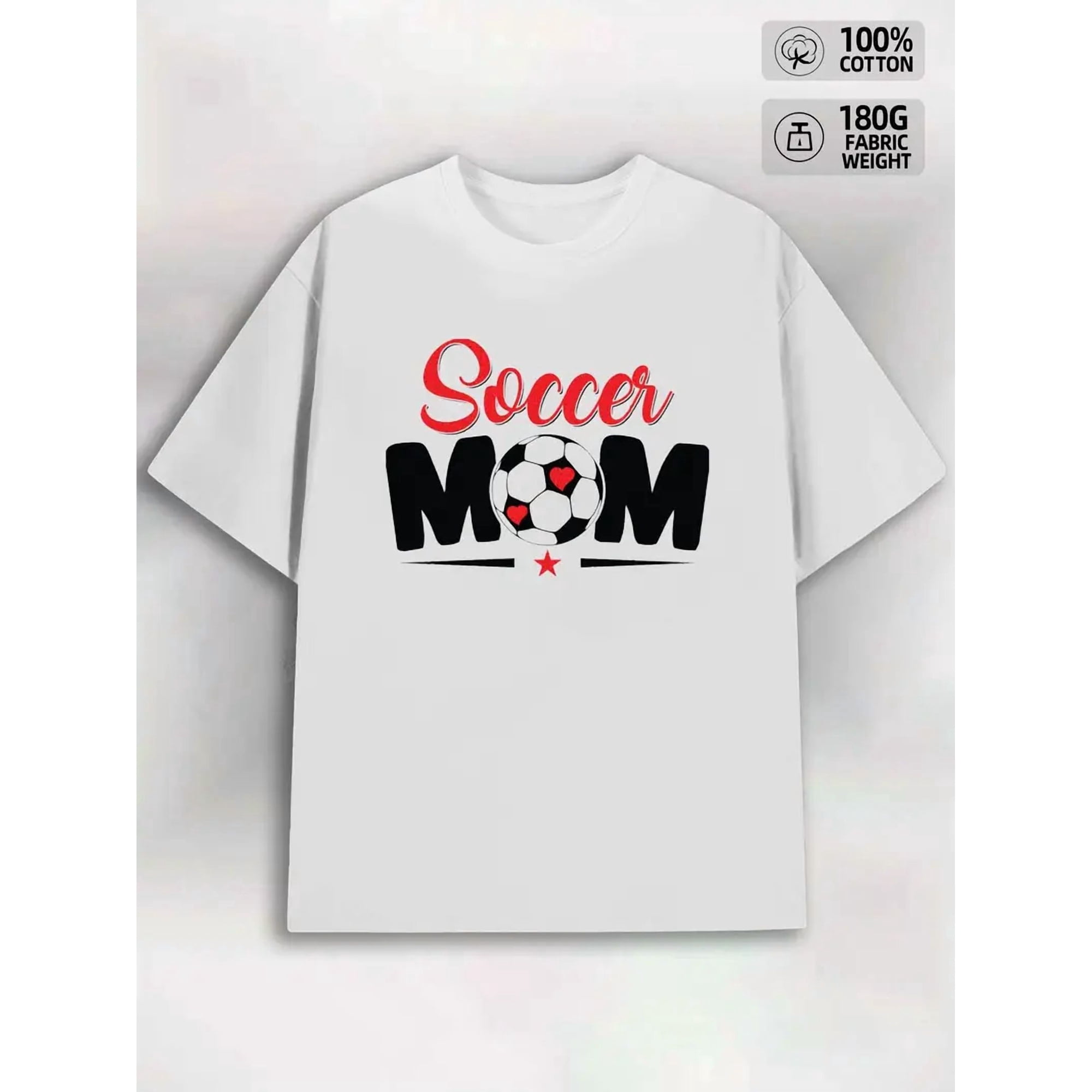 Soccer Mom Tee | 180G 100% Graphic T-Shirt, High Quality White, Crew Neck, Regular Fit, Short Sleeve, Casual Style, All-season Wearable, Hip-hop Streetwear, Comfortable and