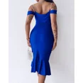 thumbnail image 5 of CHICME Womens Dresses Pearls Strap Off Shoulder Ruffle Hem Bodycon Midi Party Dress Blue-XL, 5 of 7