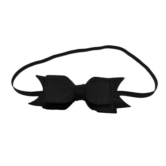 Baby Girl's Soft Double Bow-knot Nylon Headband Toddler Headdress for Photography Party Festivals,Color:Black