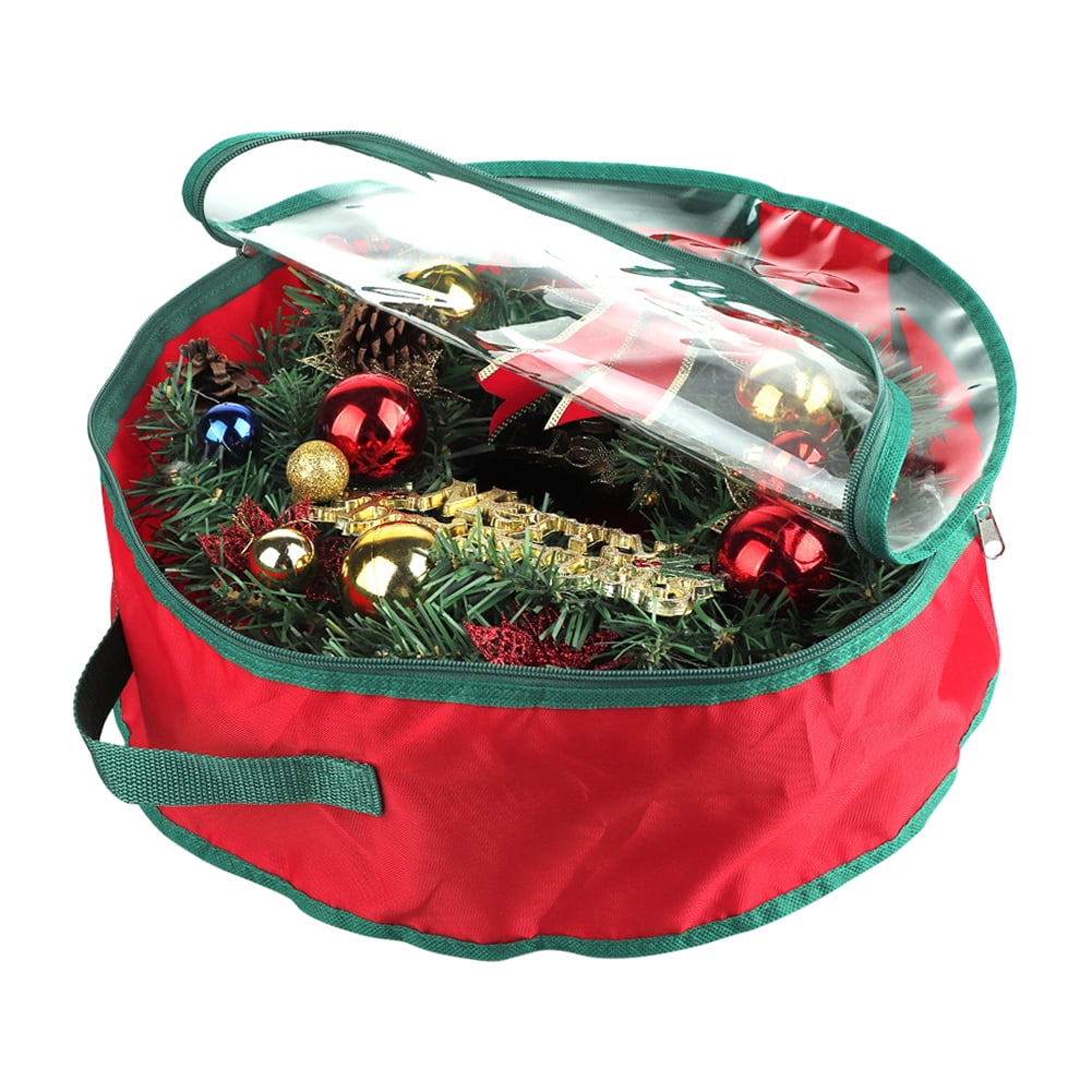 Foldable Xmas Garland Storage Bag with Handle Transparent Window Tear
