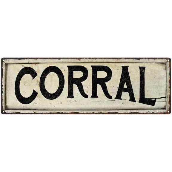 CORRAL Farmhouse Style Wood Look Sign Gift 6x18 Metal Decor 106180028124