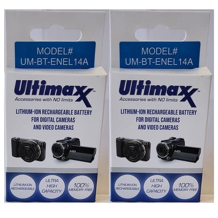 2-Pcs Hi Capacity EN-EL14a Battery For Nikon D5100 D5200 D5300 D5500 D3100 D3200 D3300 D3400 Df P7000 P7100 P7700 D7800