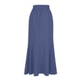 thumbnail image 4 of Skirts for Women High Waist Wrap Skirt with Asymmetrical Hem Flowy Belted A-Line Long Skirt for Women (Navy XXL), 4 of 4