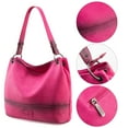thumbnail image 3 of Wrangler Hobo Bags for Women Vegan Leather Top Handle Shoulder Purses and Handbags, Hot Pink, 3 of 14