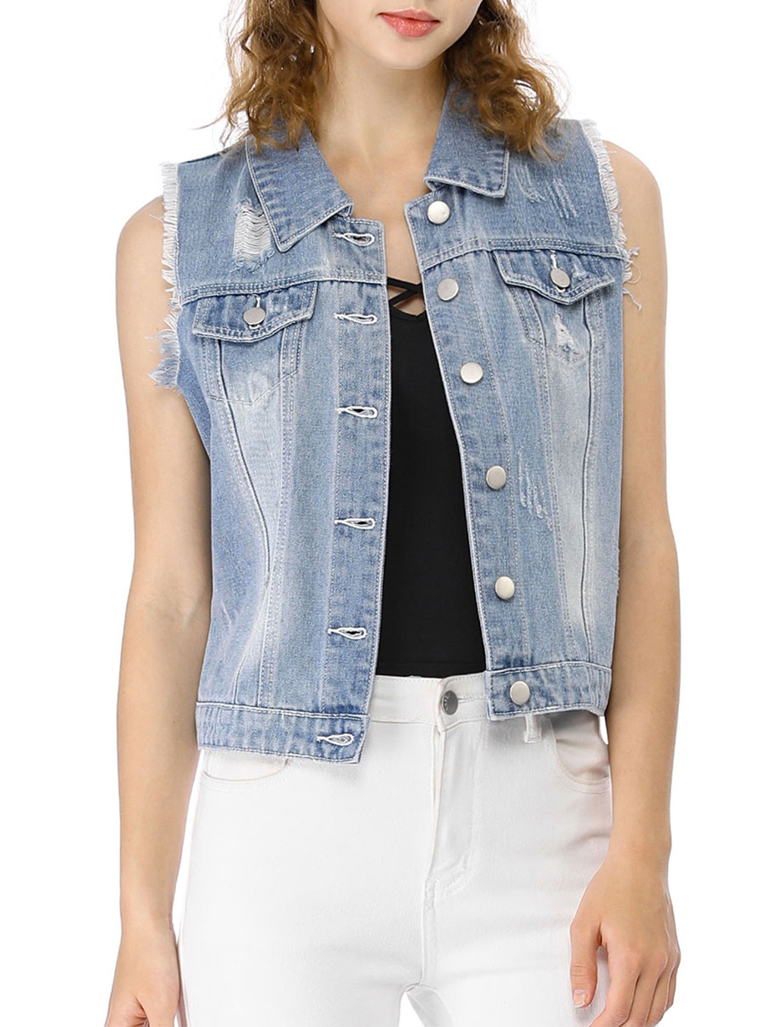 denim vest no collar