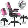 thumbnail image 4 of Flash Furniture X10 LeatherSoft High-Back Gaming Chair with Headrest and Flip-Up Arms, Pink/Black, 4 of 16
