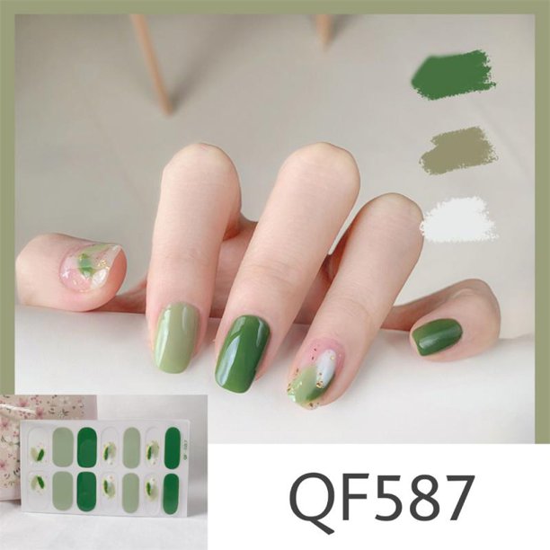 Pegatinas de Arte de uñas de Gel semicurado, calcomanía de manicura de Color sólido, lámpara UV LED, calcomanías de uñas de Gel, decoración de uñas