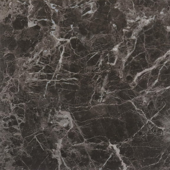 20 PCS Brown Black Marble Floor Tile Bathroom Self Adhesive Vinyl Stick on Tiles Glossy Granite Floor Tiles Peel and Stick Waterproof Kitchen Vinyl Flooring for Bedroom Laundry Room 12" x 12"