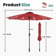 thumbnail image 2 of EDX 10 ft Outdoor Patio Umbrella with Solar LED Lights, Weather‑Resistant Camping & Yard Umbrella with Push‑Button Tilt, 8‑Rib Patio Umbrella for Sunny Outdoor Use, Red, 2 of 6