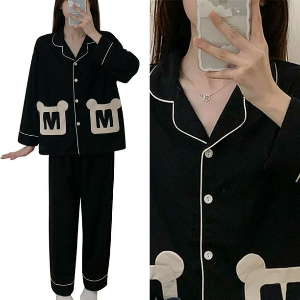 Pajamas Set Women Casual Cute Fashionable Soft Long Sleeve Button Up Top Pants Loungewear Sleepwear Walmart