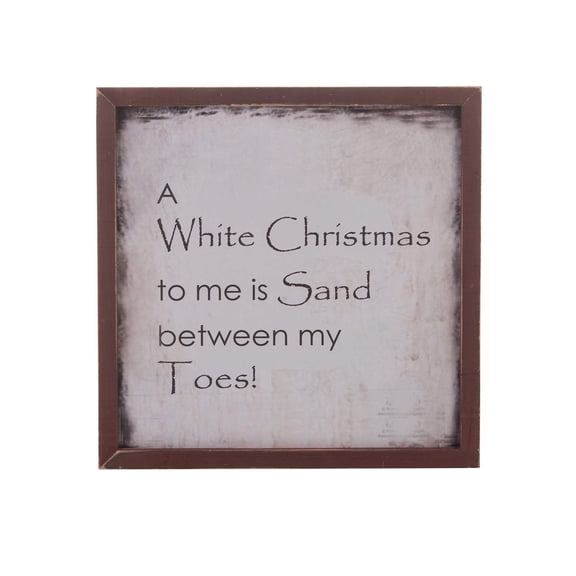 Beachcombers White Christmas Wood Plaque 12-inch High