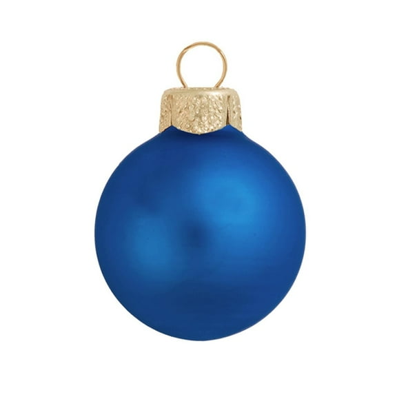 Whitehurst Mini Matte Finish Glass Christmas Ball Ornaments - 1.5" (40mm) - Blue Delft - 40ct