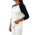 thumbnail image 7 of hoksml Women's Color Block Raglan Long Sleeve T Shirt, Loose Casual Crew Neck Top with Curved Hem, 7 of 7