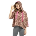 thumbnail image 3 of Women’s Crop Top Hoodie Sweatshirt Oversized Casual 3/4 Sleeve One Size Cheetah, 3 of 7