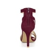 thumbnail image 2 of BLISSFUL STEP Women Zipper Ankle Strap Stiletto Heel Sandals Burgundy 7, 2 of 7