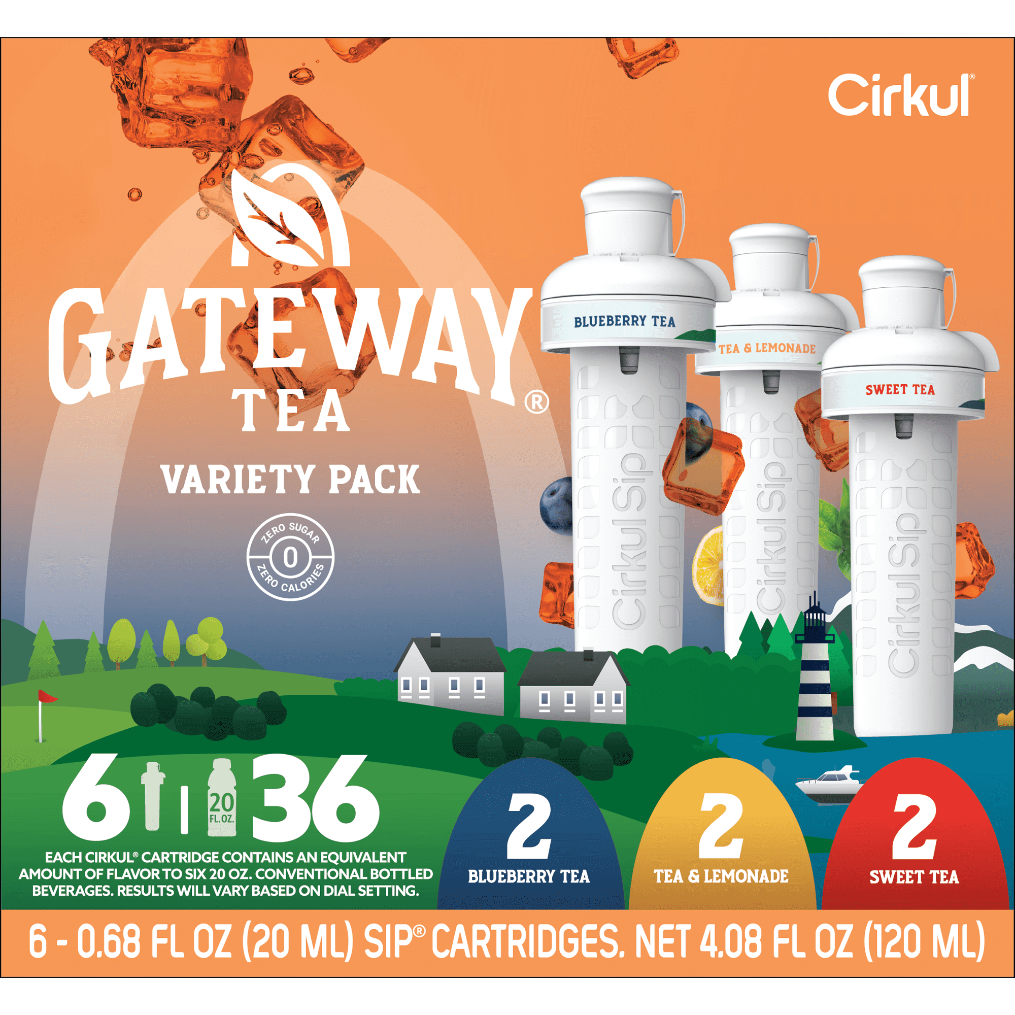 Cirkul Gateway Tea Flavor Cartridge Variety Pack, 6-Pack ( 2 Sweet Tea, 2 Tea and Lemonade, 2 Blueberry Tea)