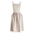 thumbnail image 2 of Washranp Women Apron with Pockets,Solid Color Cotton Linen Cross Back Apron Dress for Baking Painting Gardening Cleaning, 2 of 6