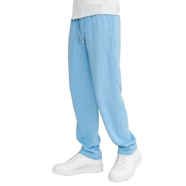 Pantalones cargo deportivos anchos y holgados para hombre: cintura elástica con cordón, mezcla de lino, corte holgado con bolsillos laterales para correr, hacer senderismo o llevar de forma informal.