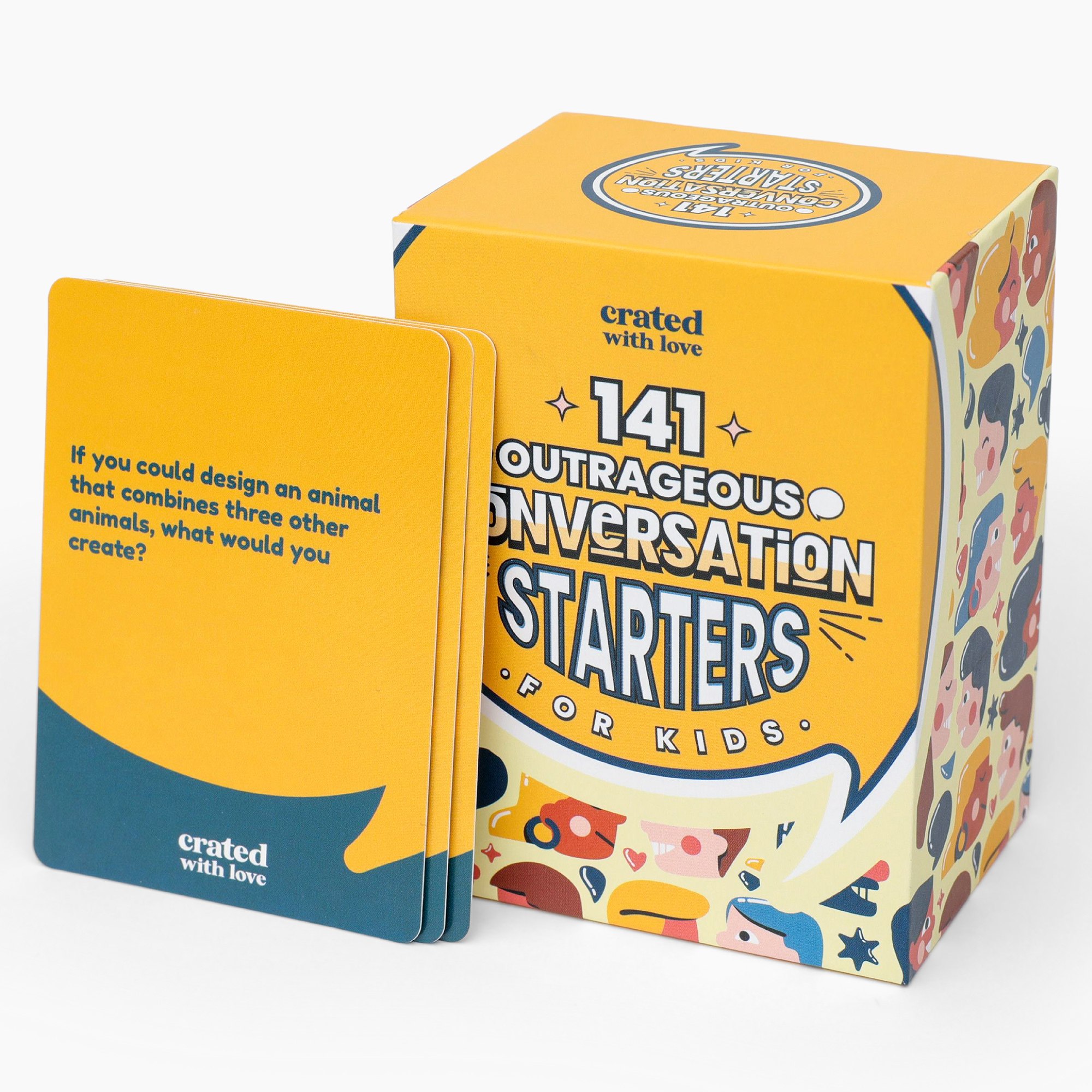 Crated With Love: 141 Outrageous Conversation Starters For Kids - Funny Thought Provoking Topic/Question Cards, Family