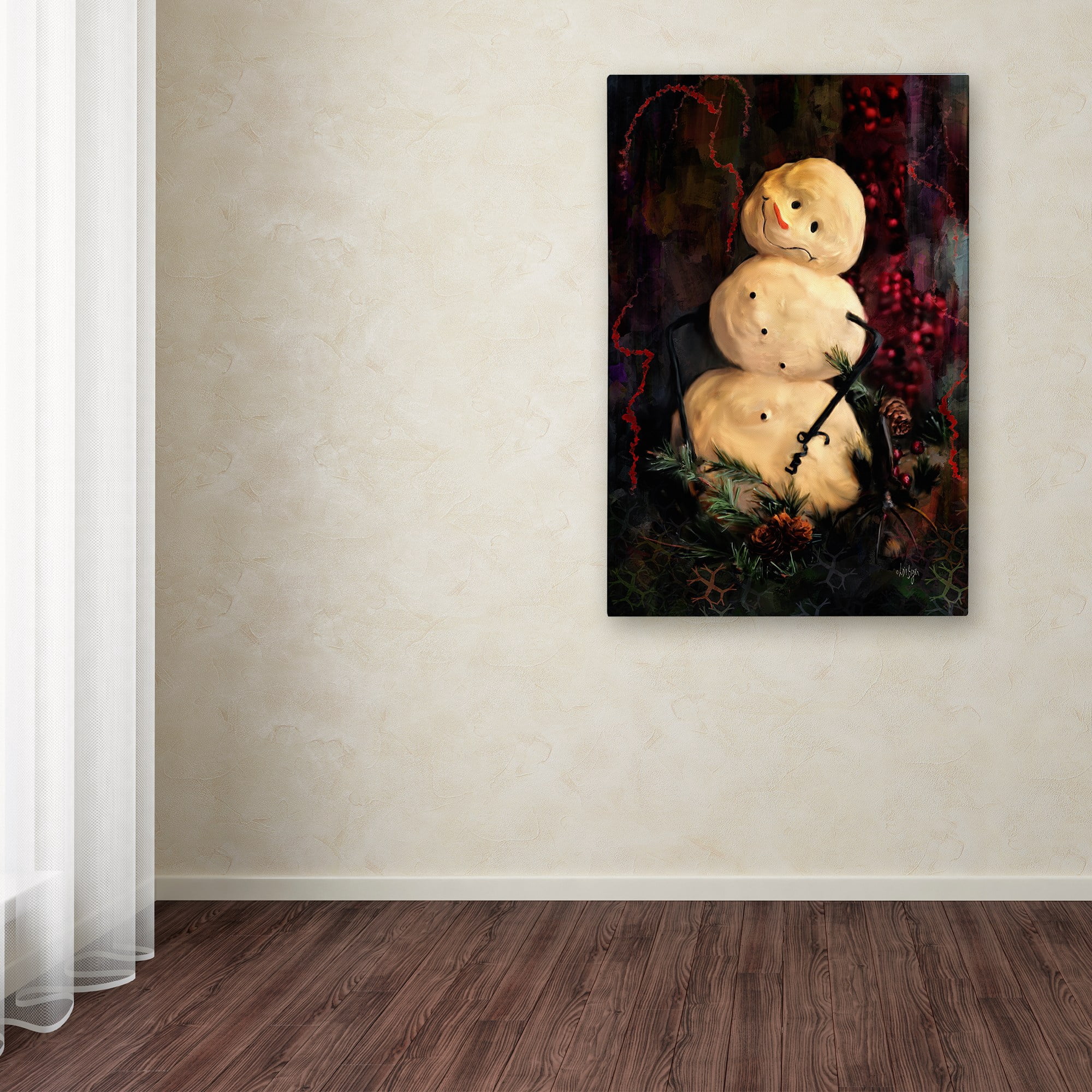 Trademark Fine Art "Forest Snowman" Canvas Art by Lois Bryan