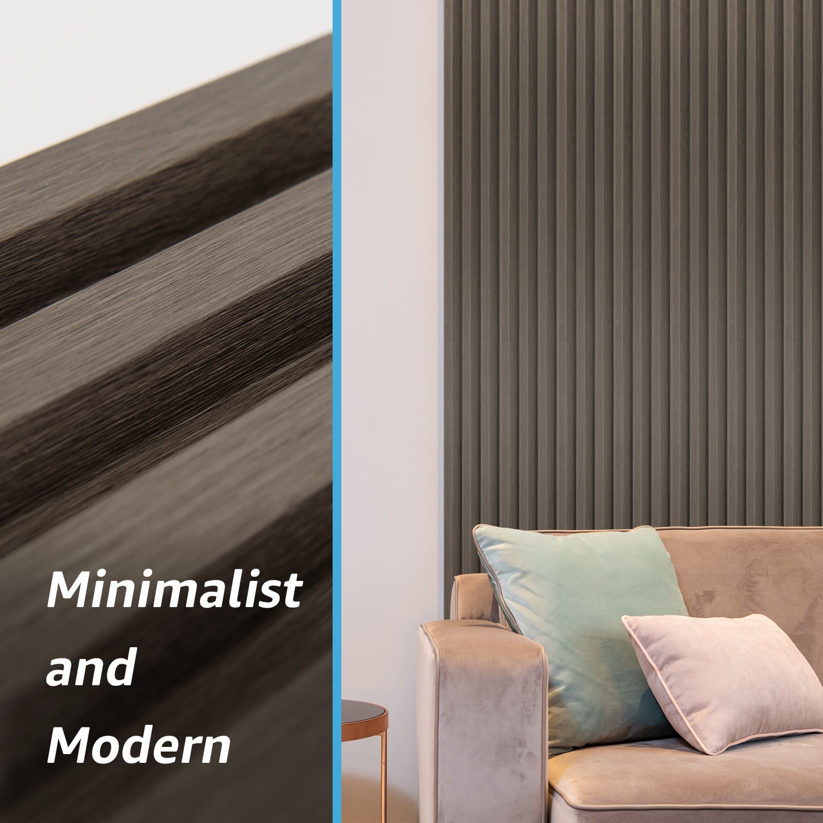 Art3d Slat Wall Panel,WPC Acoustic Diffuser 3D Wall Panel,8 Pieces 96x6 inch-Walnut(32 sq.ft/Case)