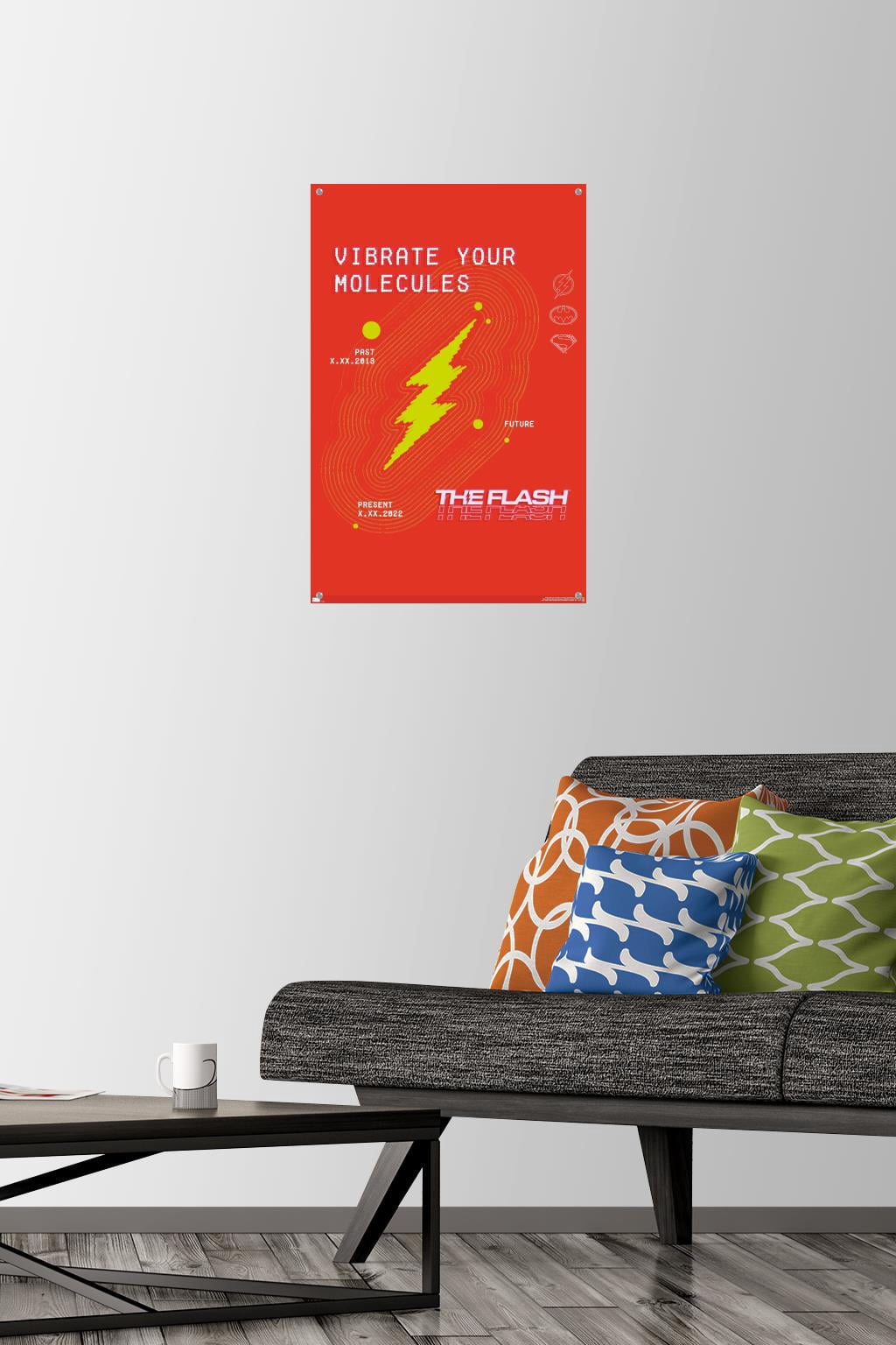 DC Comics Movie The Flash - Vibrate Your Molecules Wall Poster with Push Pins, 14.725" x 22.375"