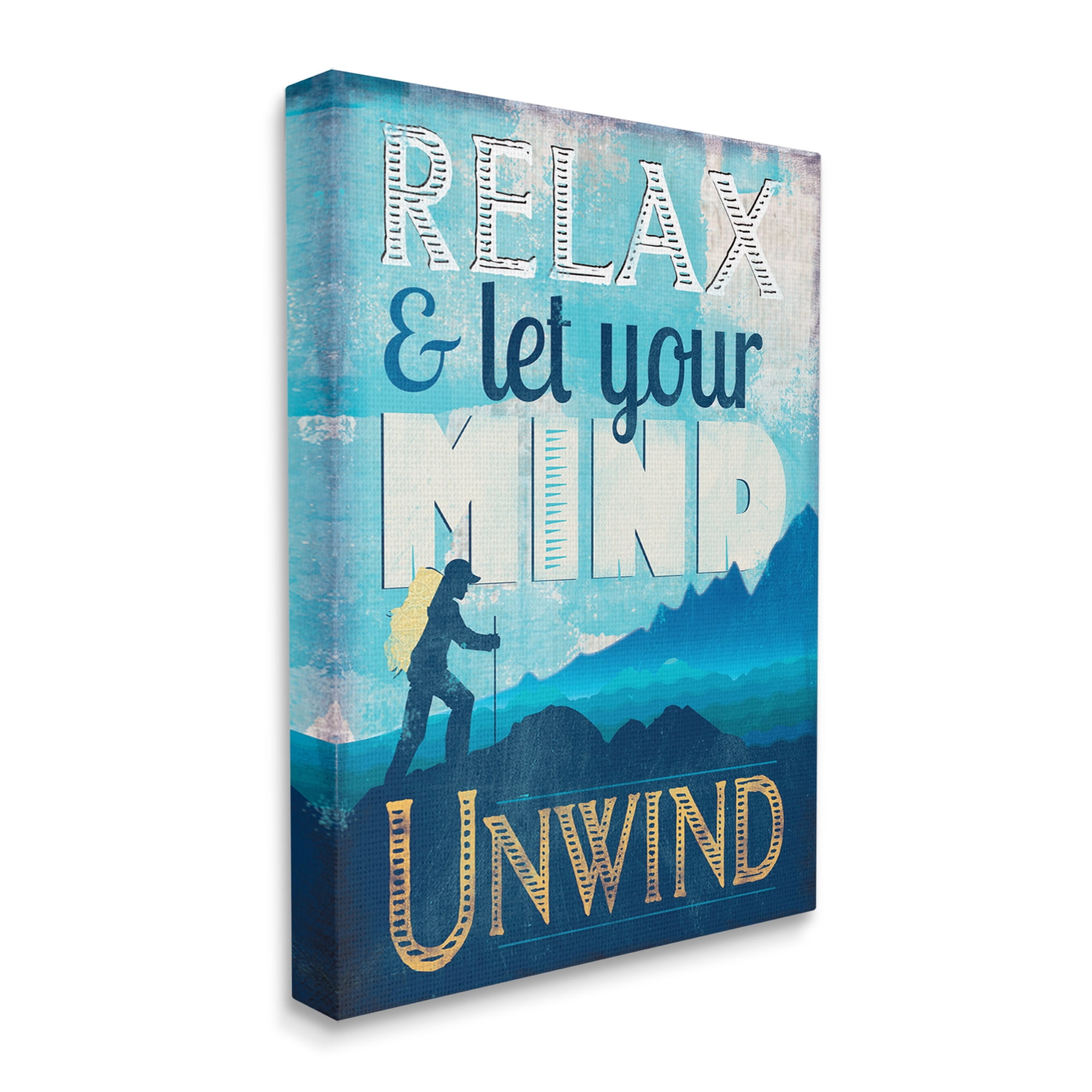 Stupell Industries Unwind Hiking Nature Inspirational Painting Gallery Wrapped Canvas Art Print Wall Art, 16 x 20