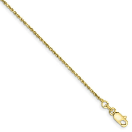Roy Rose Jewelry 10K Yellow Gold 1.2mm Machine Made Diamond-cut Rope Chain Bracelet ~ Length 8'' inches