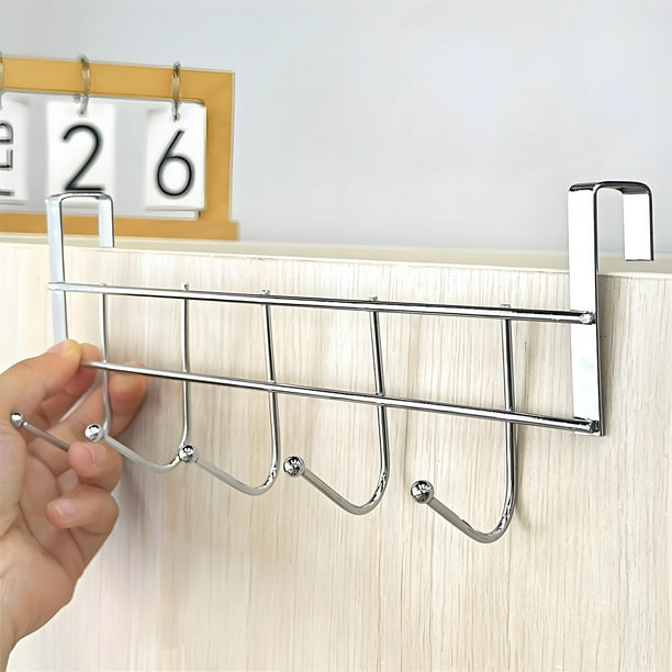 Iron Hanging Hooks Organizer | Over Door Rack | 5-Hook No Drill Hanger for Closet, Cabinets, Bedside | Clothes, Towels, Bags Storage | Durable Seamless Design | 24.5x10x5cm | 1 Pack