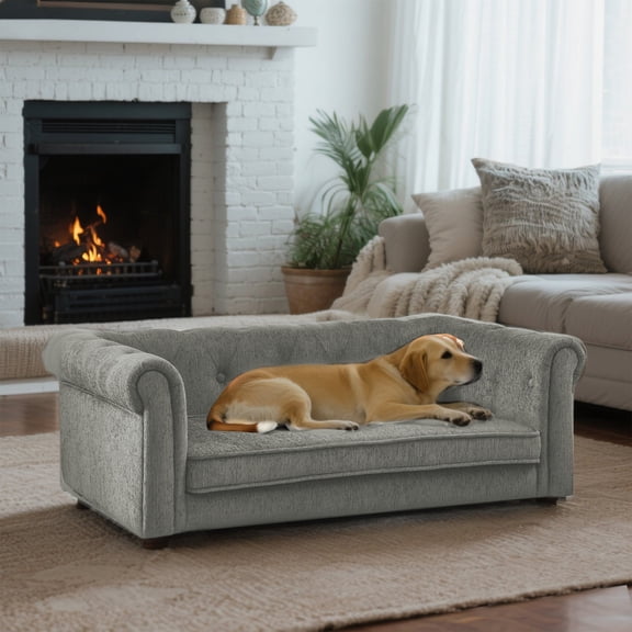 YIYADO Pet Bed for Small and Medium Dogs, Durable Elevated Dog Sofa Bed, Comfortable Dog Couch, Modern and Stylish Dog Sofa-Light grey