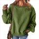 thumbnail image 2 of Suéter de Cuello Redondo para Mujer, Holgado, de Lana de Cordero, Informal, Versátil, de Larga, para Otoño e Invierno. Verde M, 2 of 8