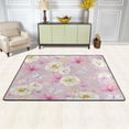 thumbnail image 3 of GZHJMY White Roses Floral Pink Flowers Butterfly Area Rug 2x3 Soft Rugs Indoor Comfort Floor&nbsp;Carpet, Nursery Rugs Non-Slip Rectangle Mat for Living Room Entryway Bedroom Dormitory Carpet Runner, 3 of 7