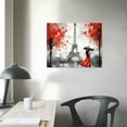thumbnail image 3 of COMIO  Romantic Couple Walking in The Rain Eiffel Tower Red Tree Canvas Black and White Painting Wall Art Poster Modern Home Decor for Living Room Bedroom Framed Ready to Hang, 3 of 4