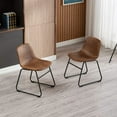 thumbnail image 5 of Vanity Art Set of 2 Pcs Synthetic Leather Upholstered Dining Chairs Armlesss with Metal Legs UC-13BRN, 5 of 6