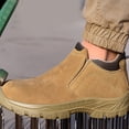 thumbnail image 1 of Toe Slip Shoe ,1 Pair Steel Toe Slip On Shoe with Solid Sole Suede Anti Slip Puncture Proof Breathable Steel Toe Work Boot for Men Worker, 1 of 8