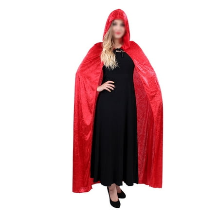 Halloween Witch Cloak Wizard Hooded Robe Cloak Cosplay Masquerade Costume (Red)